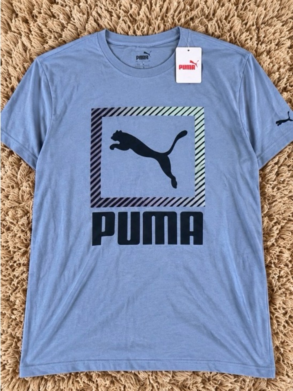 Puma Light Blue Short Sleeve Tee with Navy Logo